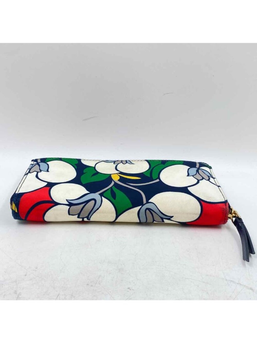Kate Spade Women's Navy Leather Floral Wallet Colorful Zip Red Green - Picture 3 of 4